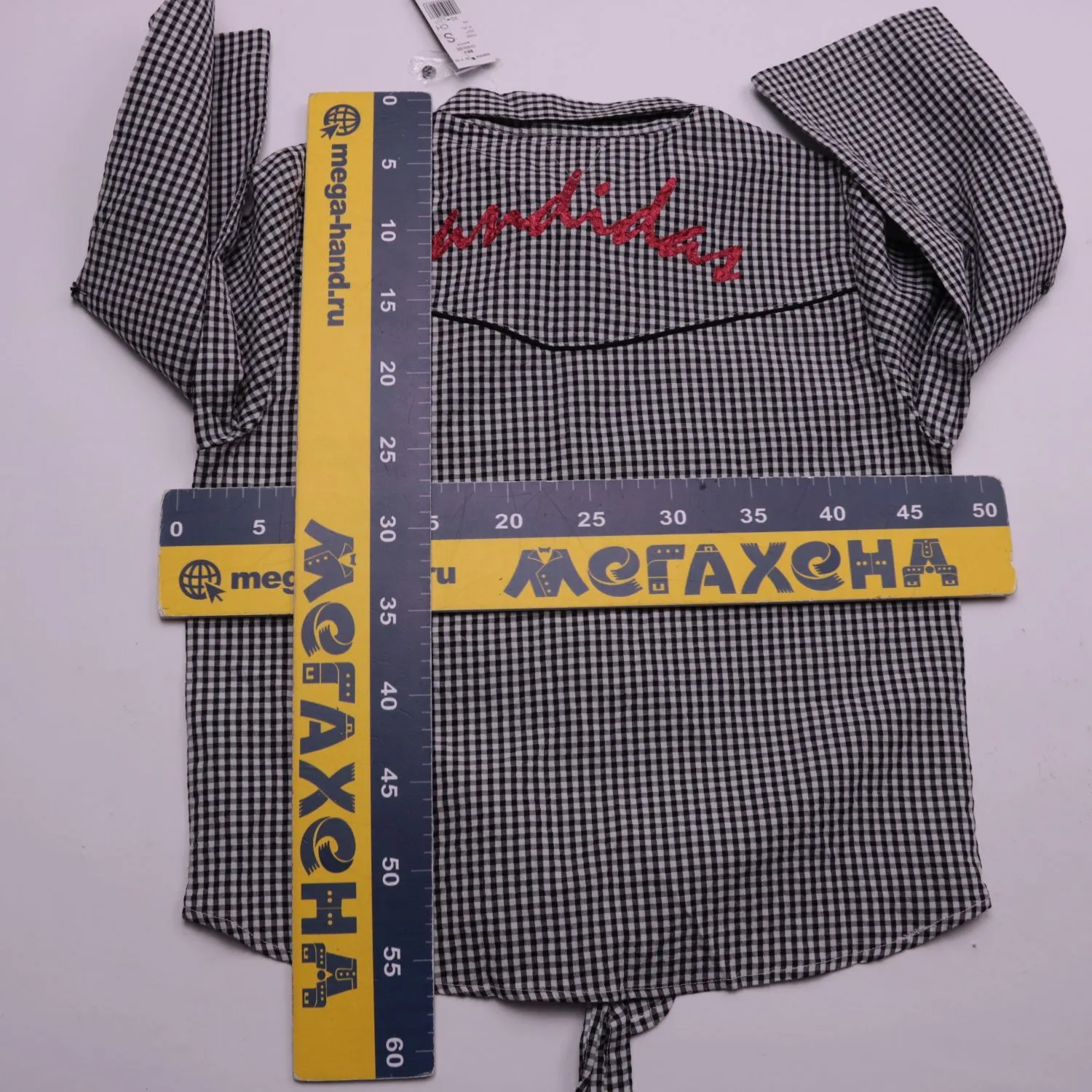 Чёрно-белая рубашка Etam в клетку, размер 42 (S)
